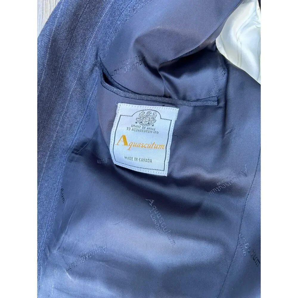 Vintage Aquascutum Pure Virgin Wool Sport Coat Blazer – Blue Pinstripe Men's 42R